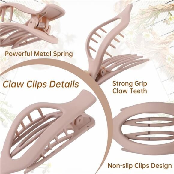 French hair clips set 6pcs side slide volume clips no slip grip for thick thin h - Picture 5 of 7